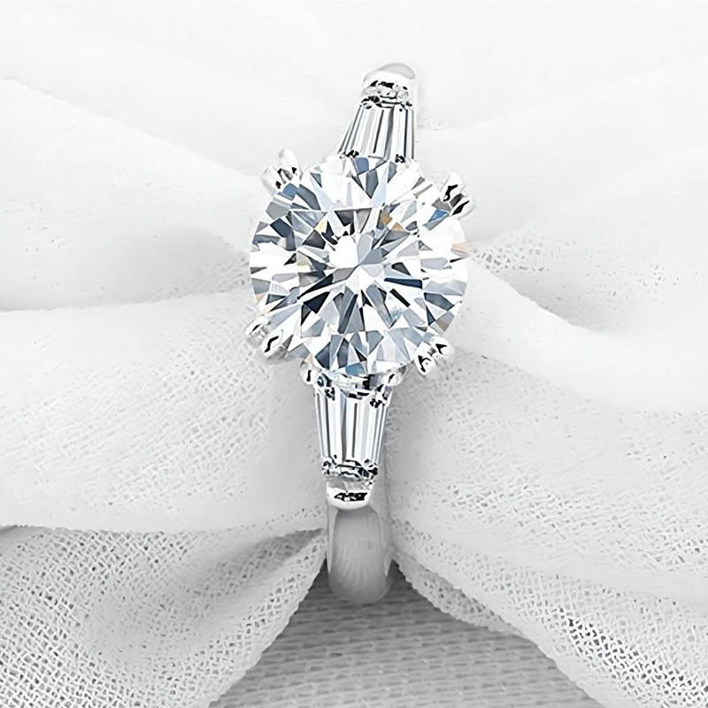 3 Ct Brilliant Cut Three Stones Engagement Ring With Street Luxury Shine - Image 4