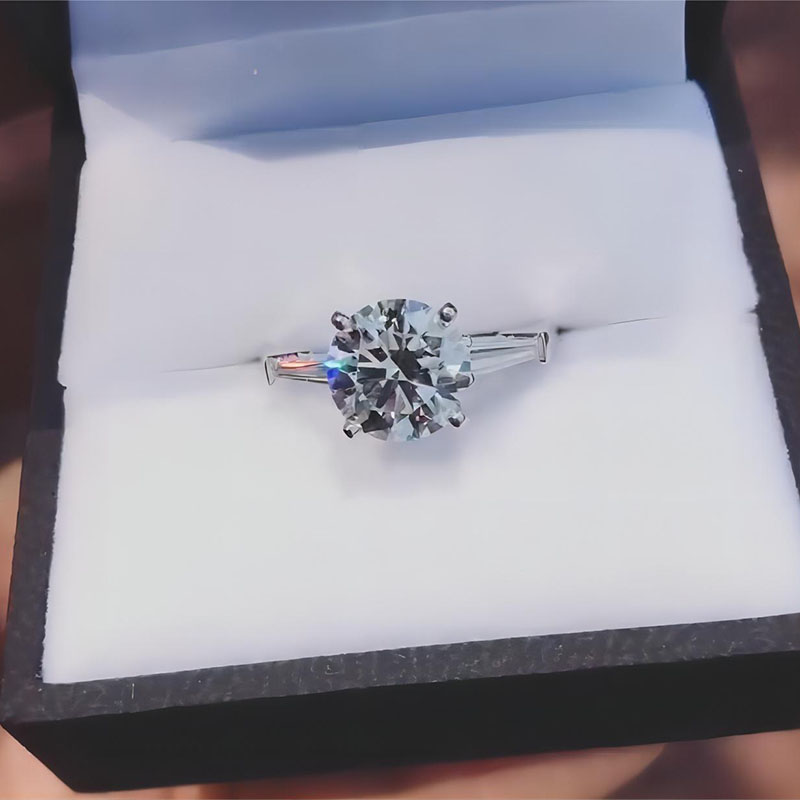 3 Ct Brilliant Cut Three Stones Engagement Ring With Street Luxury Shine - Image 6