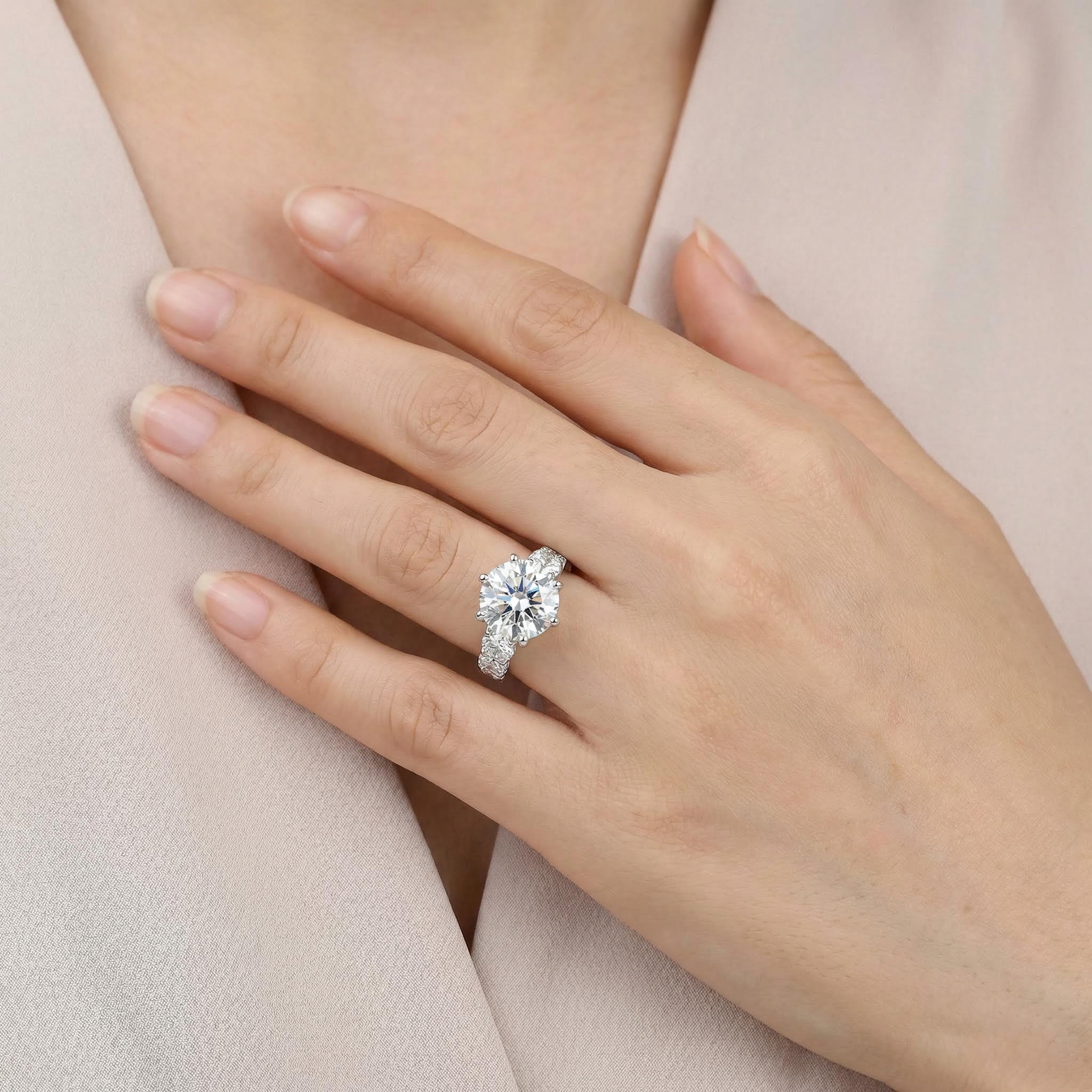 Luxury 9 Ct Round Cut S925 Sterling Silver Engagement Ring Diamond - Image 3