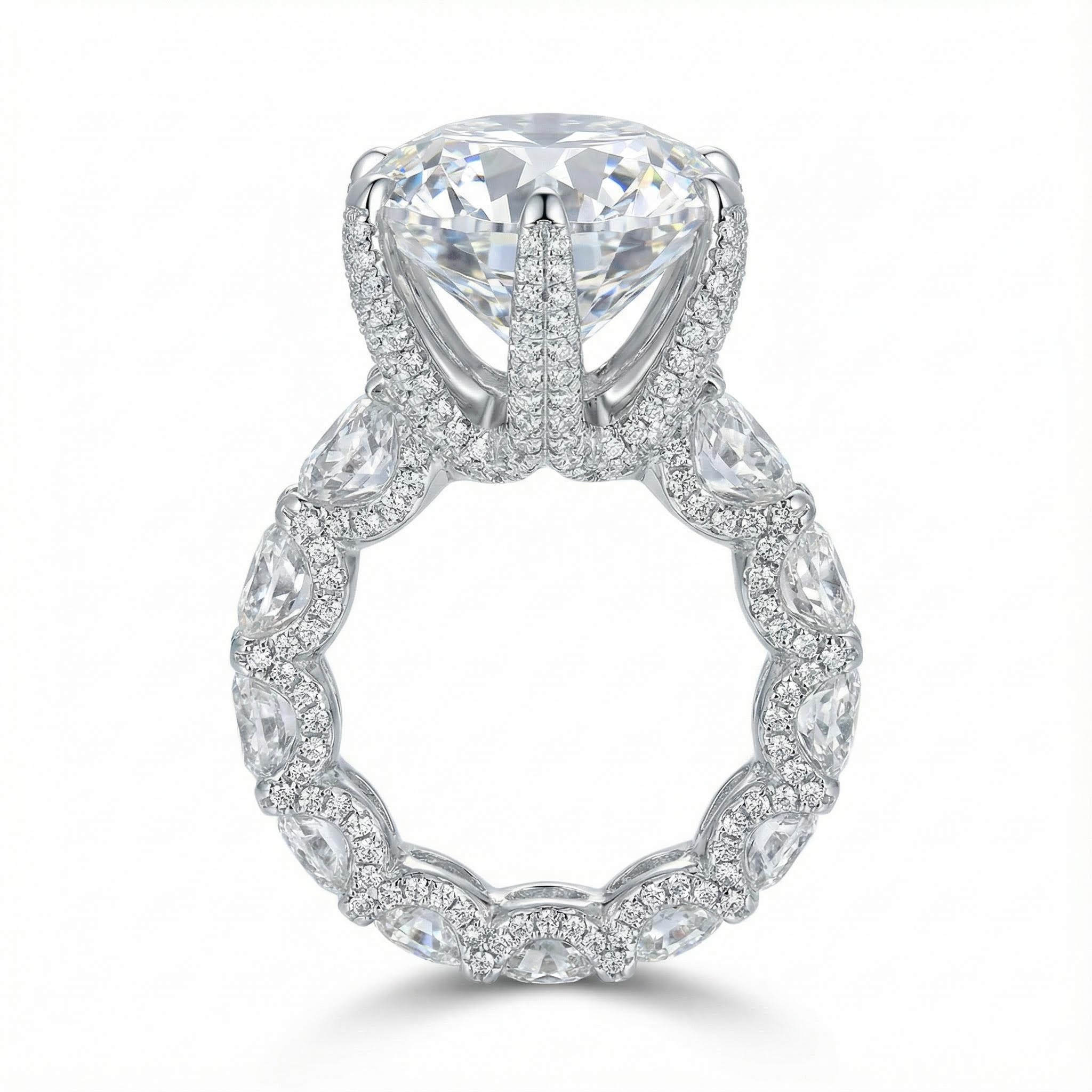 Luxury 9 Ct Round Cut S925 Sterling Silver Engagement Ring Diamond - Image 4