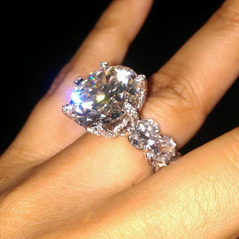 Luxury 9 Ct Round Cut S925 Sterling Silver Engagement Ring Diamond - Image 5
