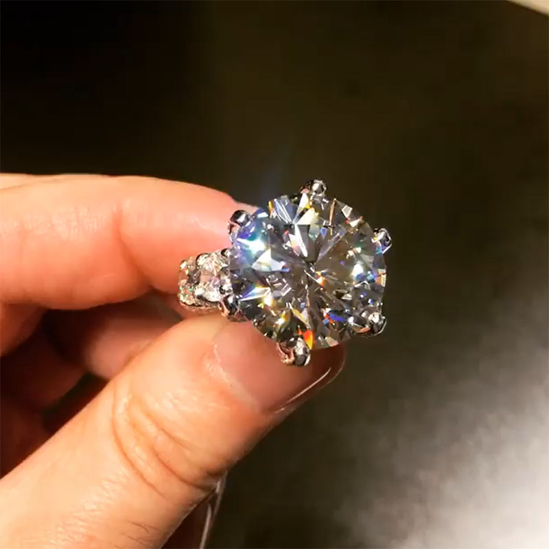 Luxury 9 Ct Round Cut S925 Sterling Silver Engagement Ring Diamond - Image 7