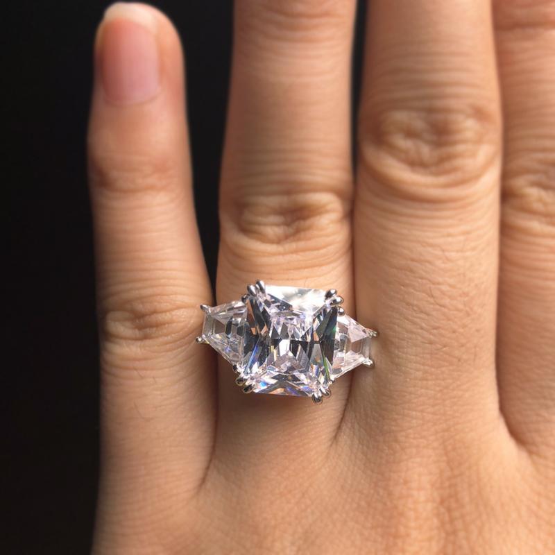 4 Ct Three Stone Radiant Cut Engagement Ring Gold With Street Luxury Shine - Image 8