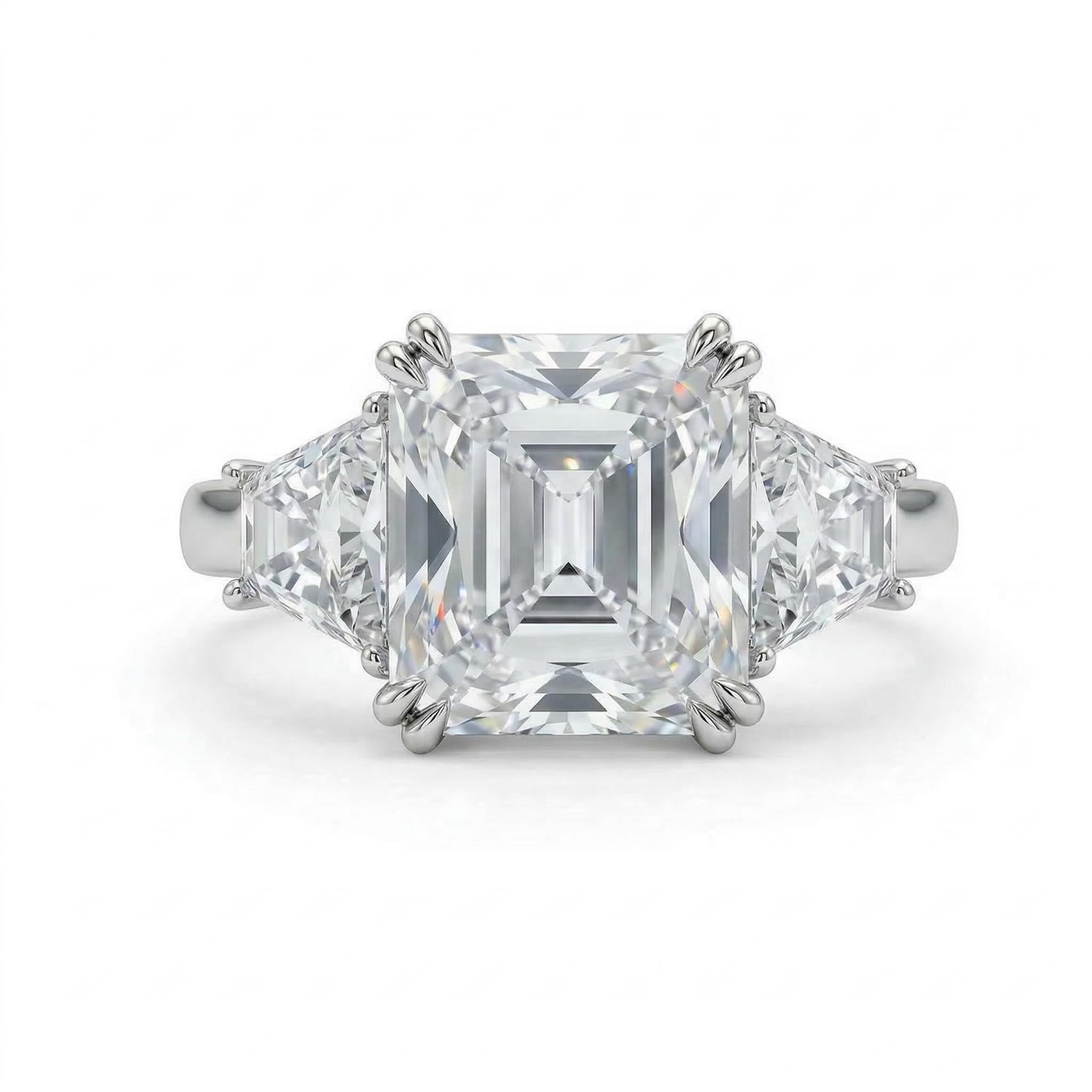 4 Ct Three Stone Radiant Cut Engagement Ring Gold With Street Luxury Shine