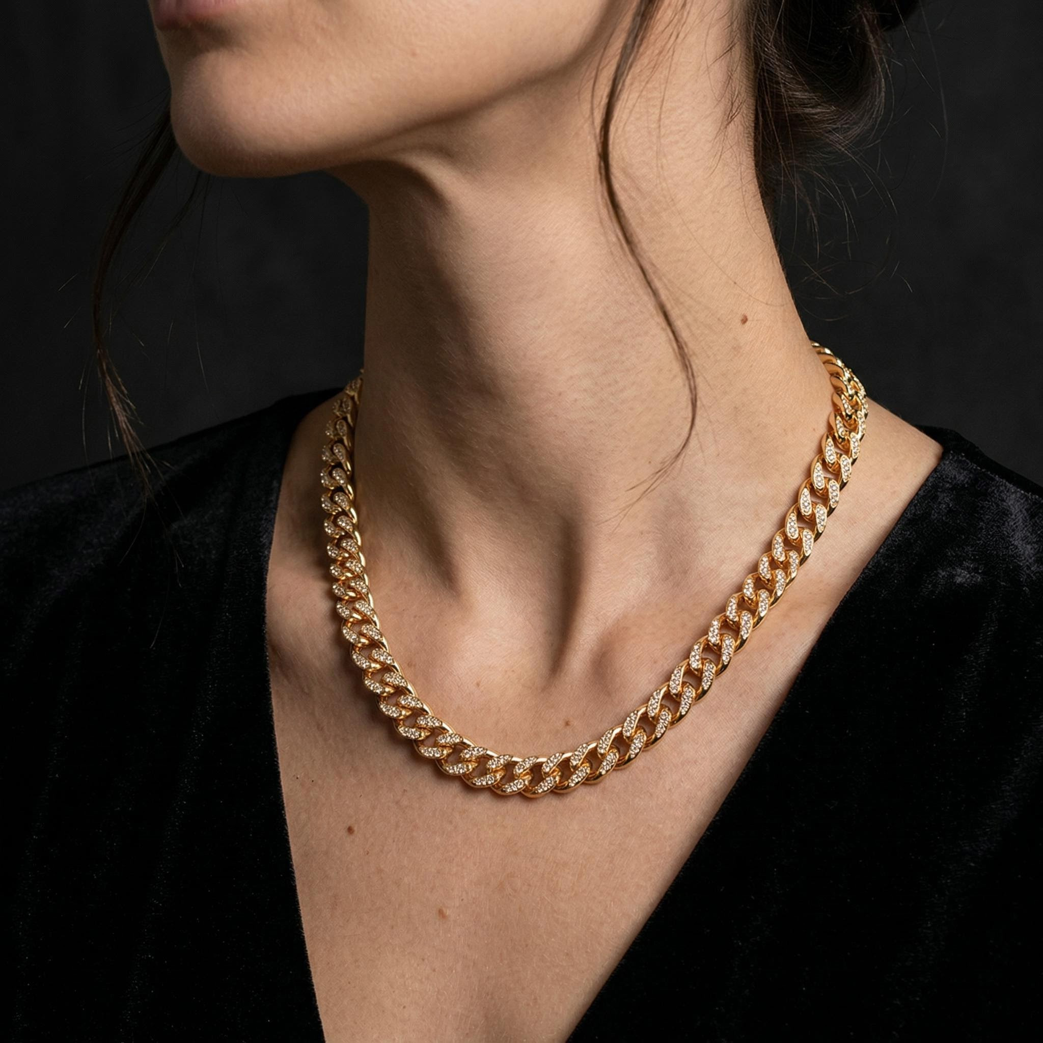 Women's Iced Out 10mm Teardrop Miami Cuban Chain With Street Luxury Shine - Image 3