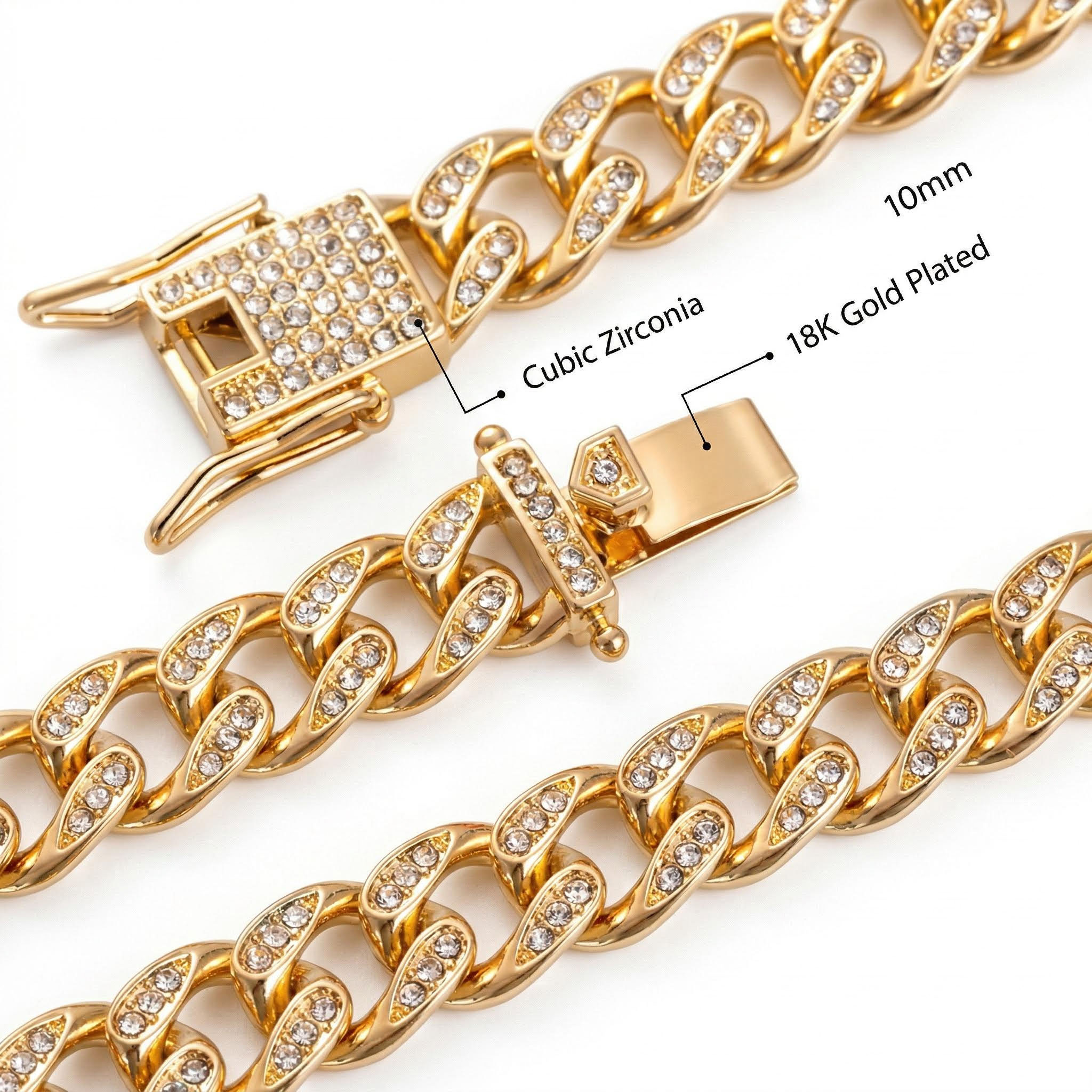 Women's Iced Out 10mm Teardrop Miami Cuban Chain With Street Luxury Shine - Image 4