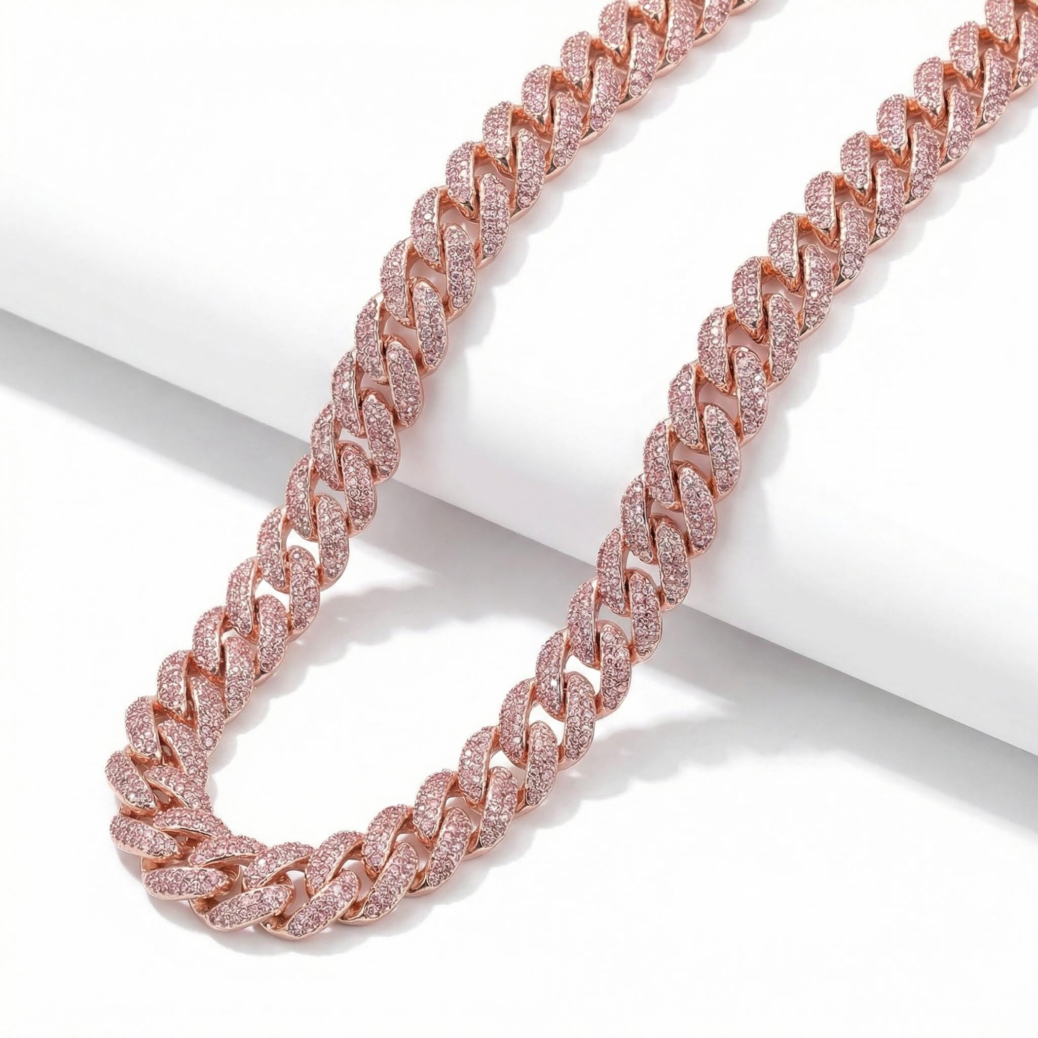 Women's 12mm Pink/blue Micro Paved Cuban Chain With Street Luxury Shine - Image 3