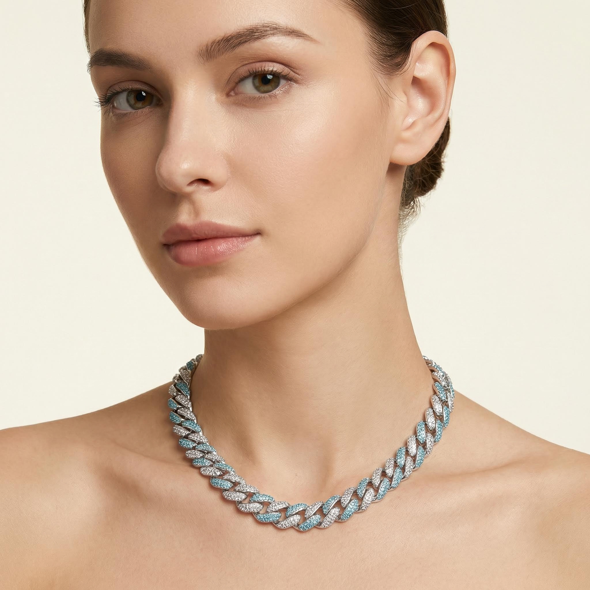 Women's 12mm Pink/blue Micro Paved Cuban Chain With Street Luxury Shine - Image 5