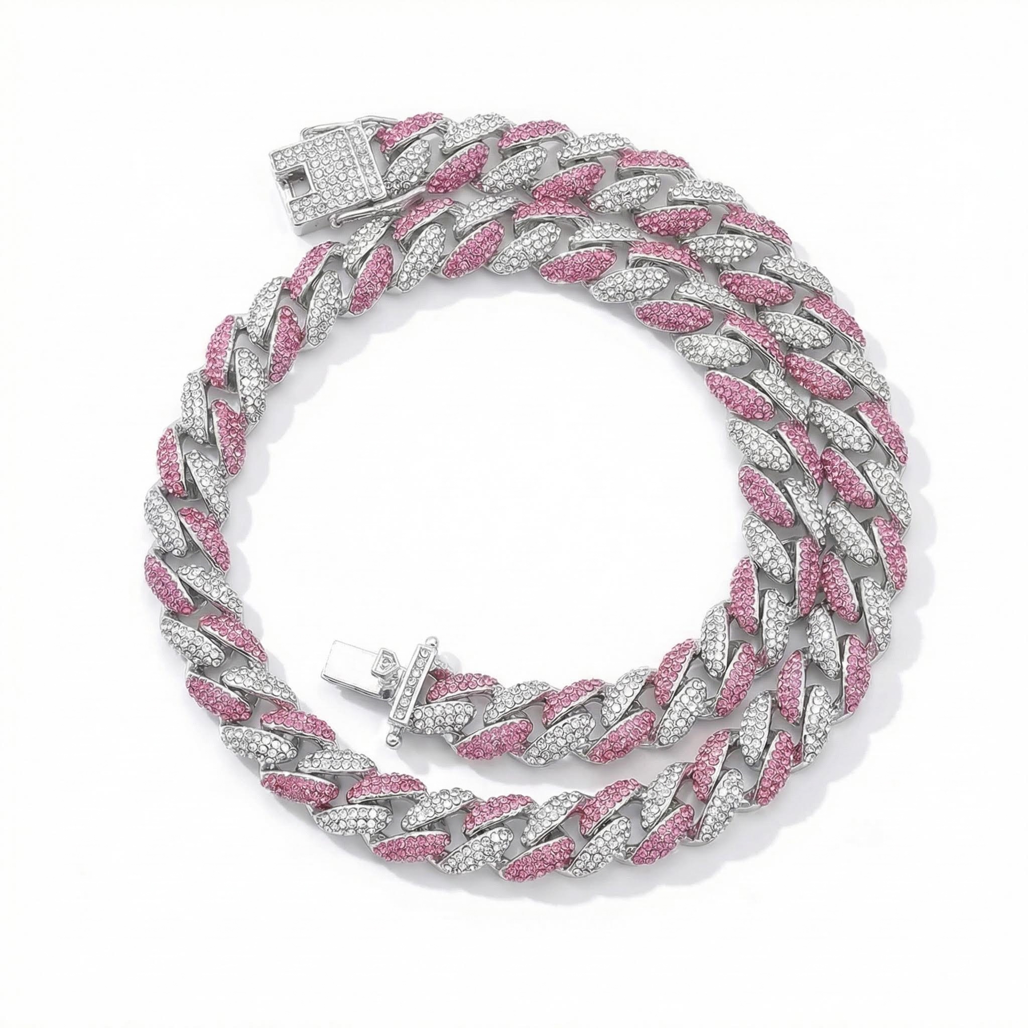 Women's 12mm Pink/blue Micro Paved Cuban Chain With Street Luxury Shine - Image 6