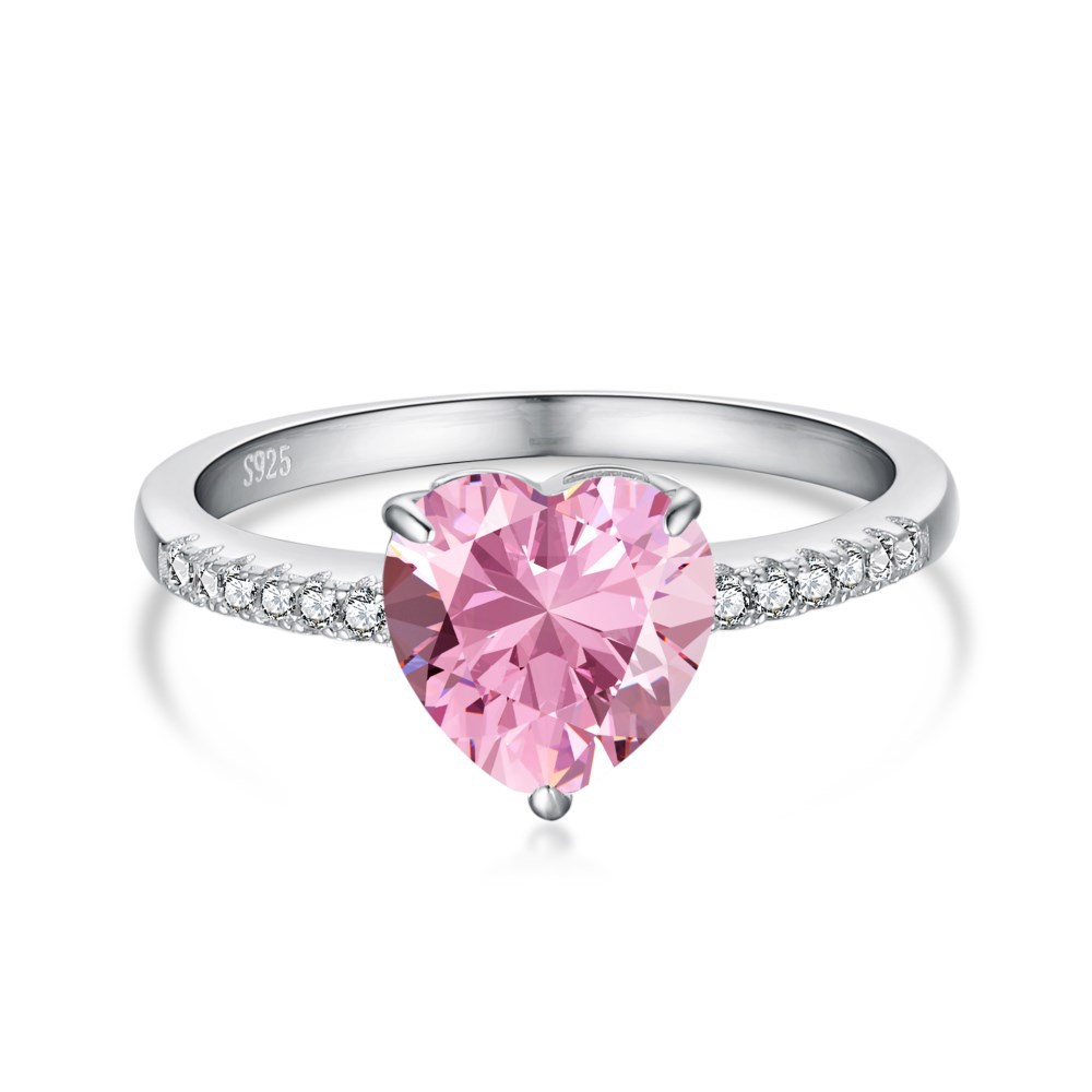 Heart Cut White/pink Stone Ring Bold Statement Style With Street Luxury - Image 5