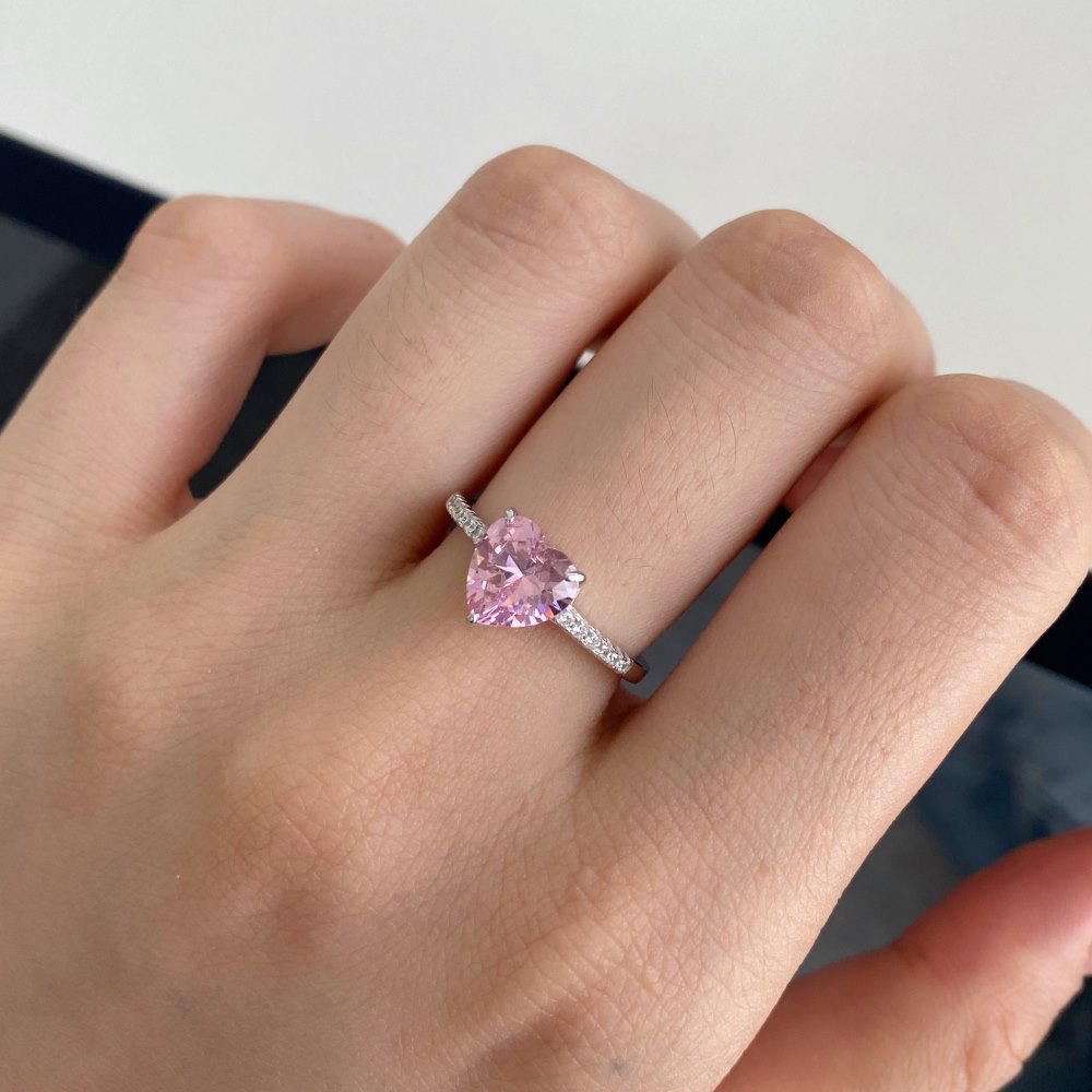 Heart Cut White/pink Stone Ring Bold Statement Style With Street Luxury - Image 7