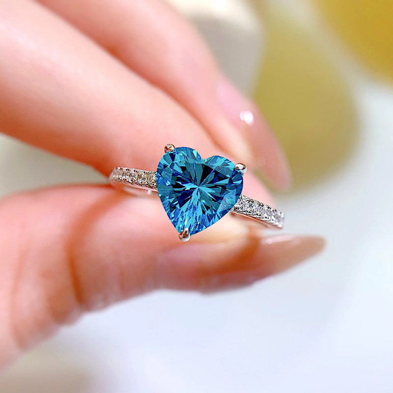 Heart Cut Aquamarine Stone Ring Bold Statement Style With Street Luxury - Image 3