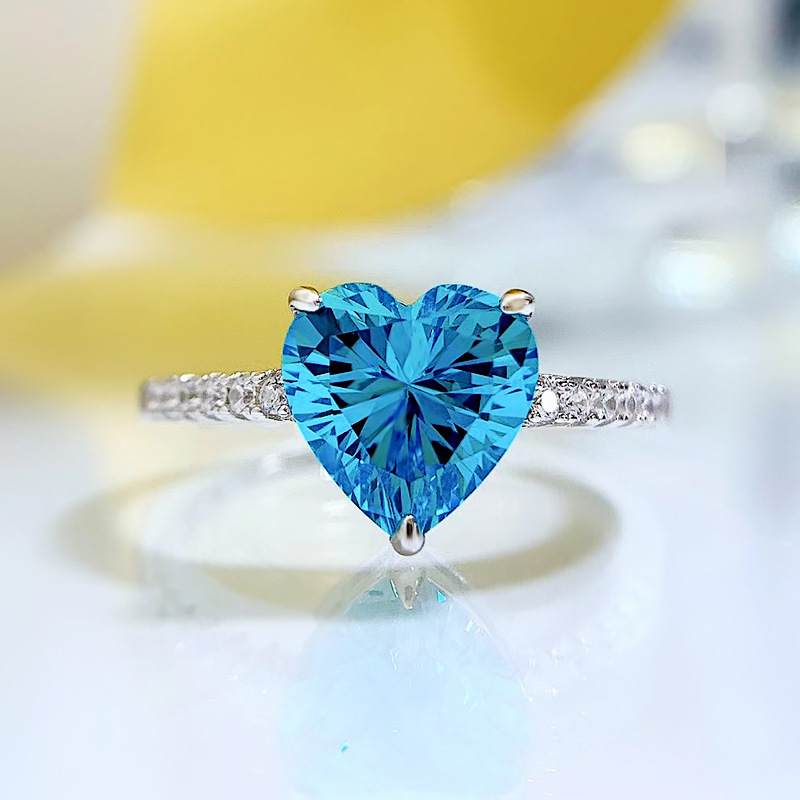 Heart Cut Aquamarine Stone Ring Bold Statement Style With Street Luxury - Image 5