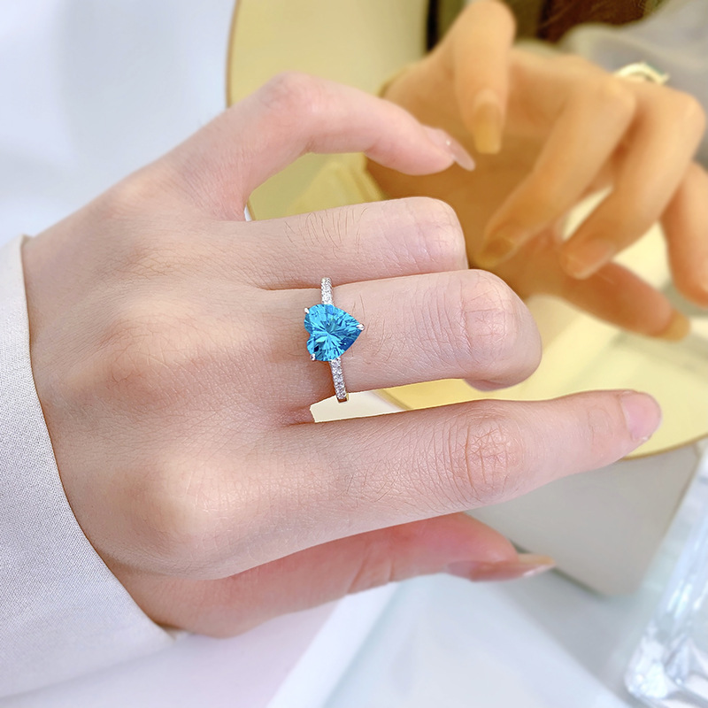 Heart Cut Aquamarine Stone Ring Bold Statement Style With Street Luxury - Image 6