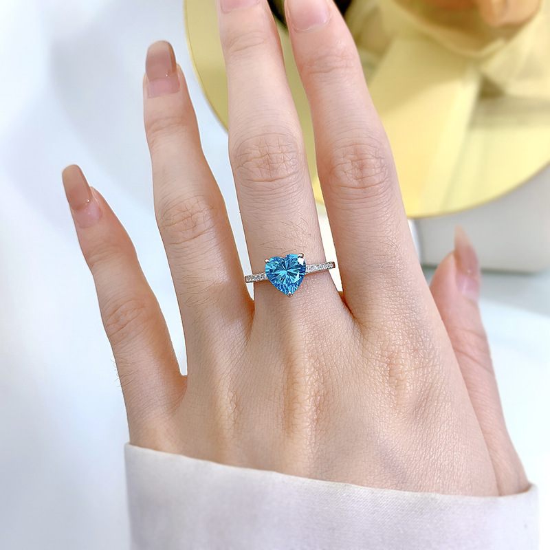 Heart Cut Aquamarine Stone Ring Bold Statement Style With Street Luxury - Image 8