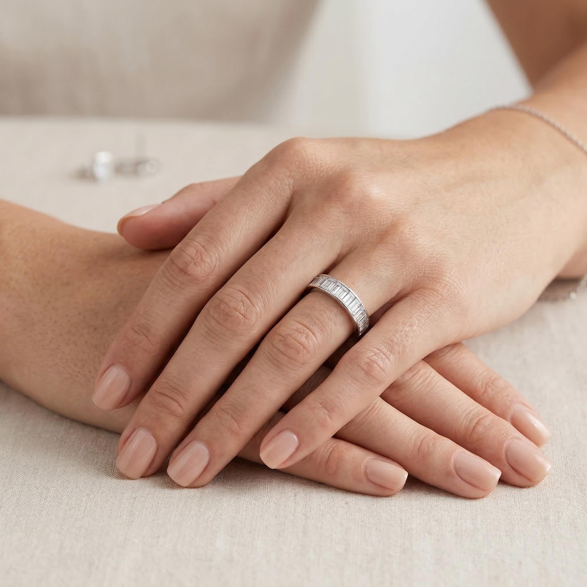 Baguette Cut Eternity Ring In White Gold With Street Luxury Shine - Image 3