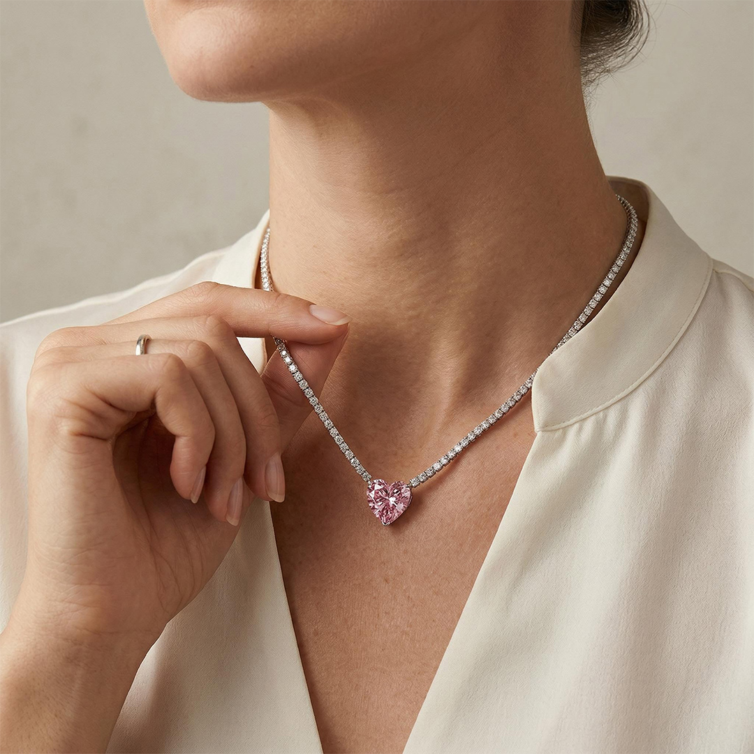 Heart Pendant Tennis Necklace Iced Out With Bold Statement Appeal - Image 4