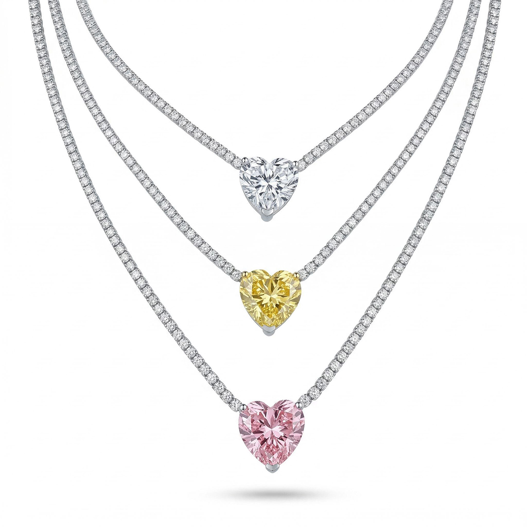 Heart Pendant Tennis Necklace Iced Out With Bold Statement Appeal