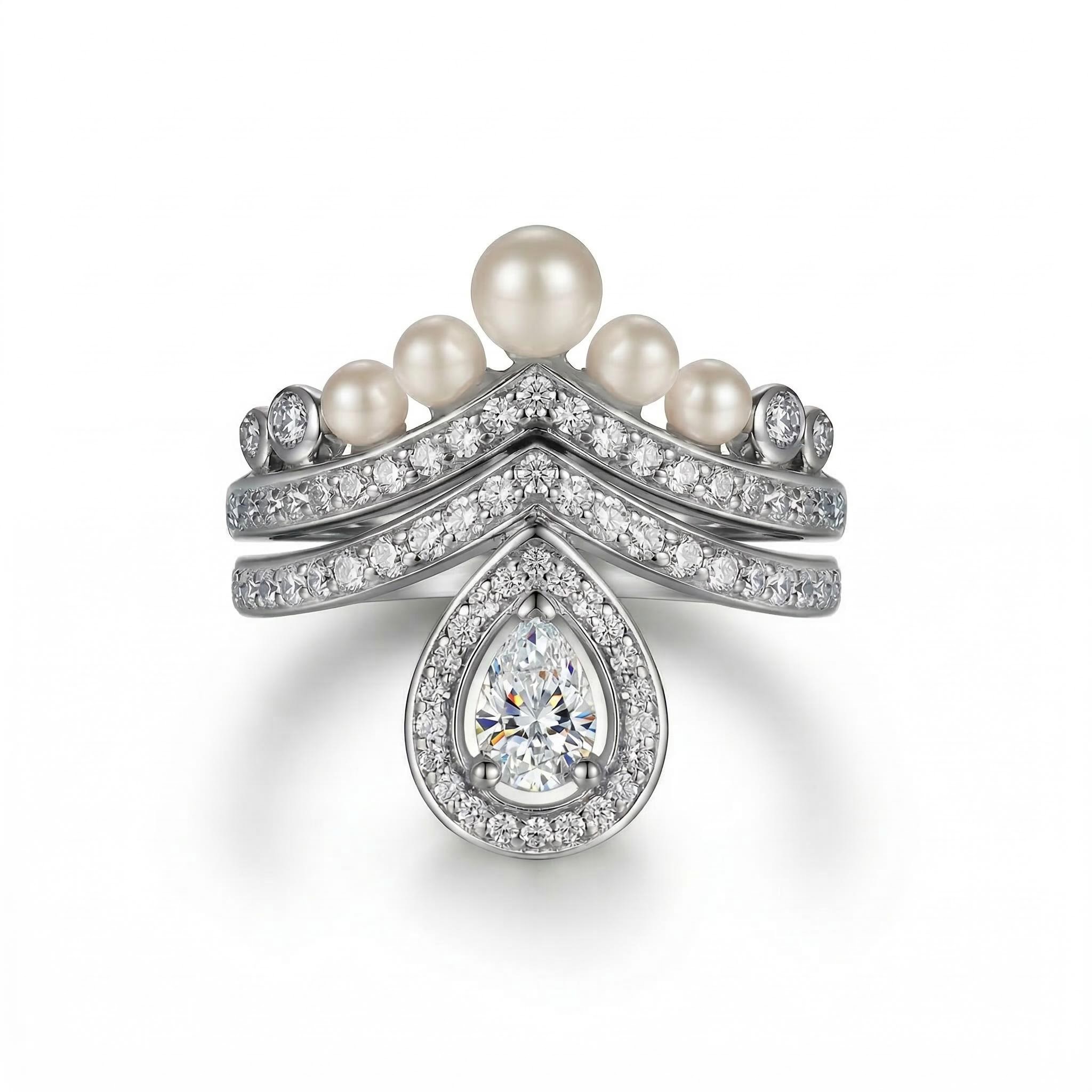 Pearl Crown Ring Set Bold Statement Style With Street Luxury - Image 4