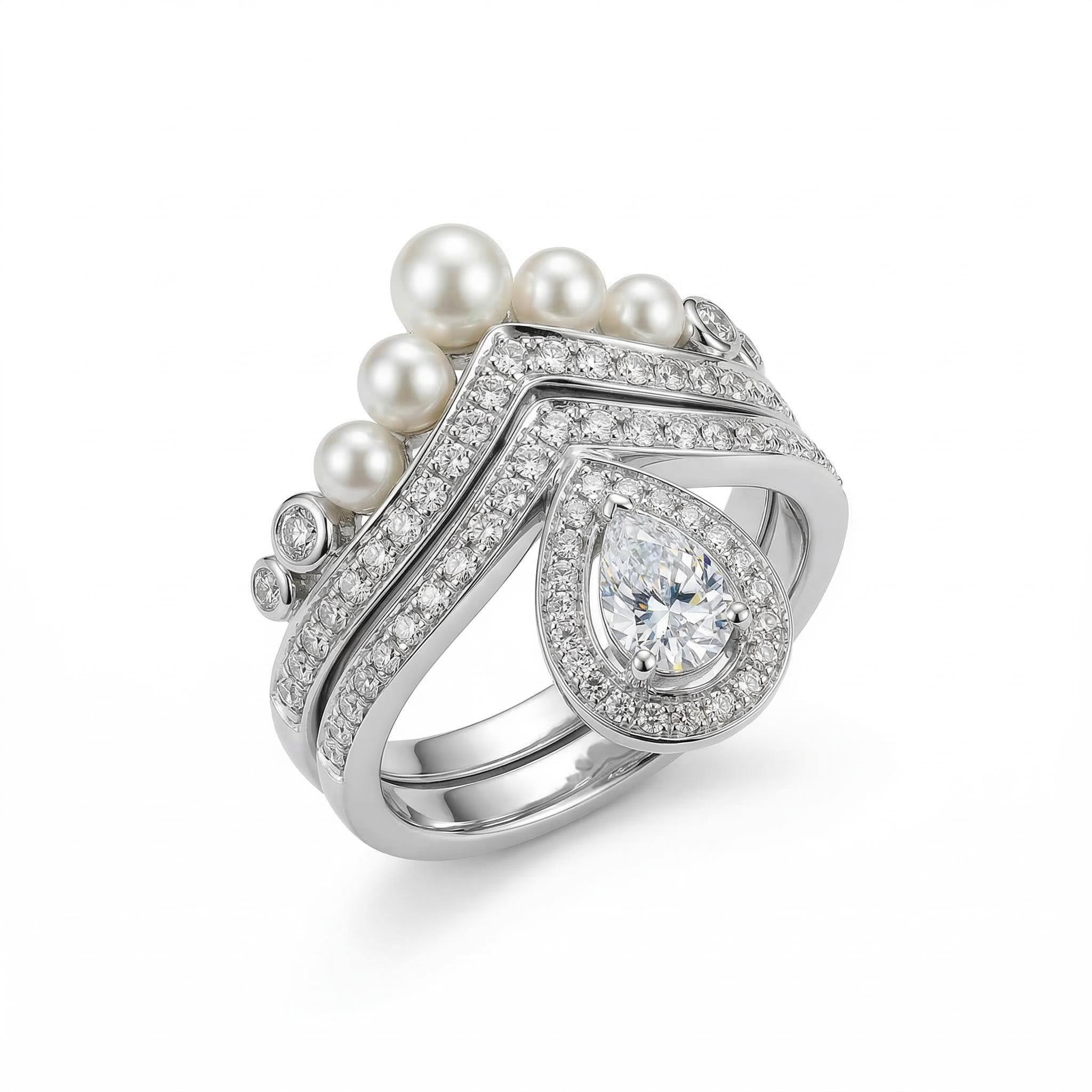 Pearl Crown Ring Set Bold Statement Style With Street Luxury