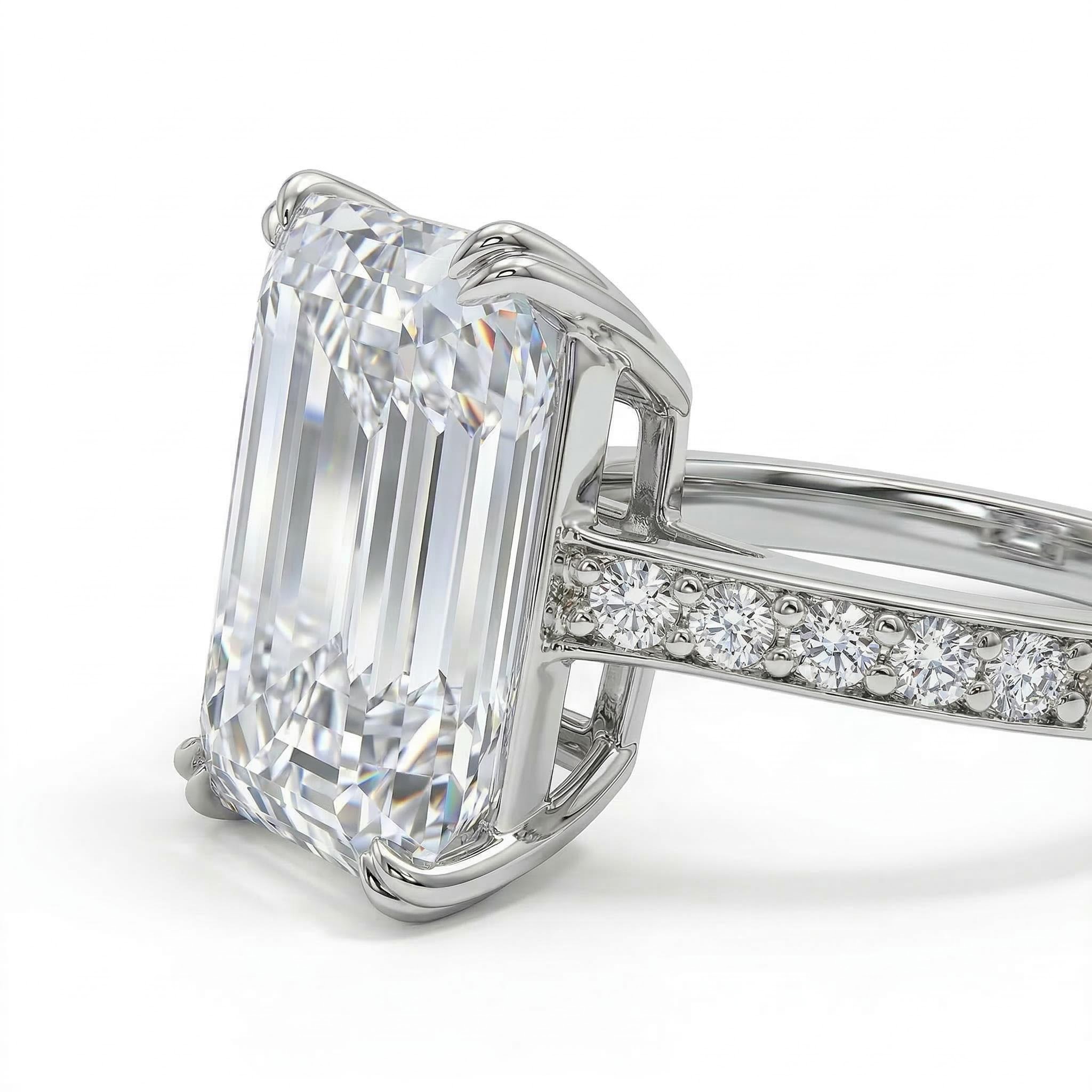 Emerald Cut And Halo Ring Iced Out With Bold Statement Appeal - Image 4