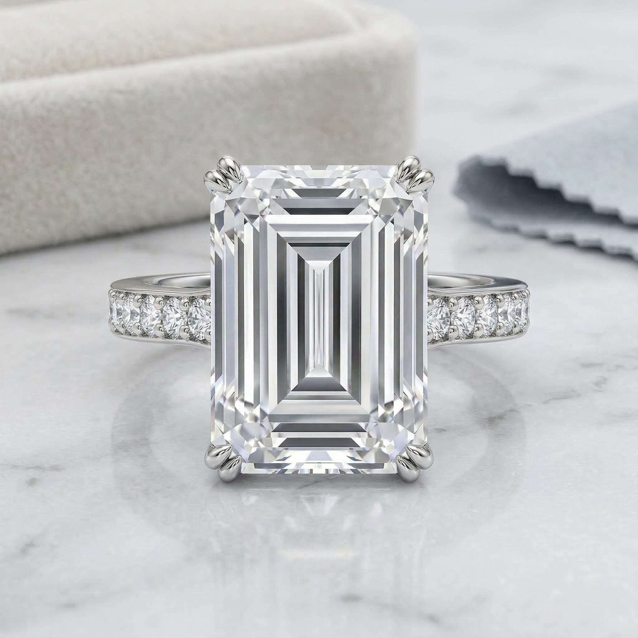 Emerald Cut And Halo Ring Iced Out With Bold Statement Appeal - Image 5