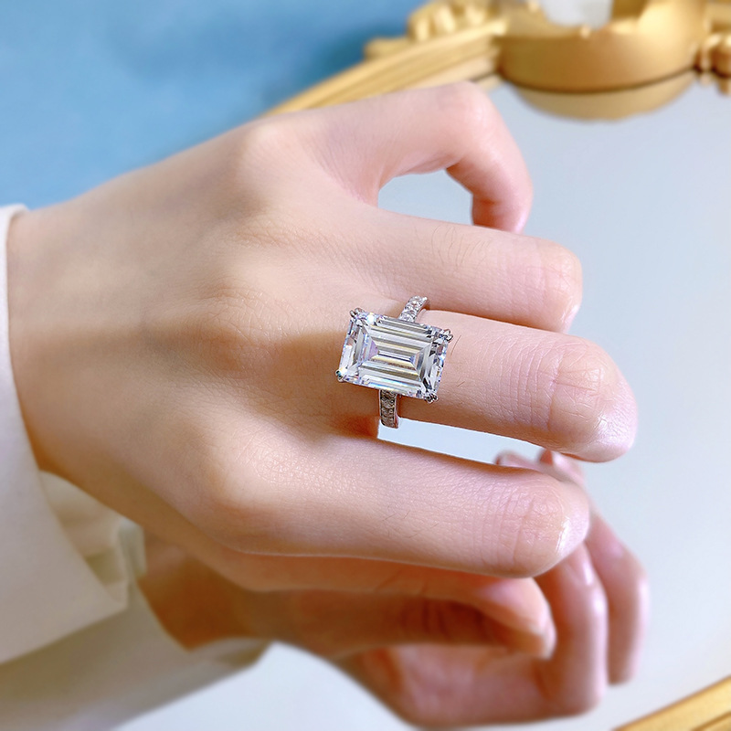 Emerald Cut And Halo Ring Iced Out With Bold Statement Appeal - Image 6