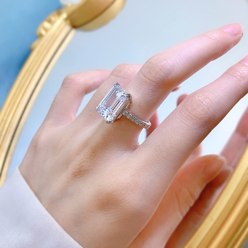 Emerald Cut And Halo Ring Iced Out With Bold Statement Appeal - Image 7