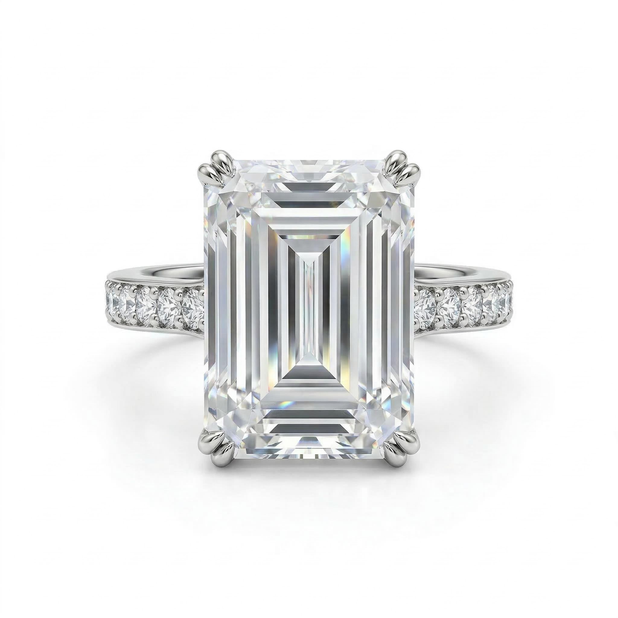 Emerald Cut And Halo Ring Iced Out With Bold Statement Appeal