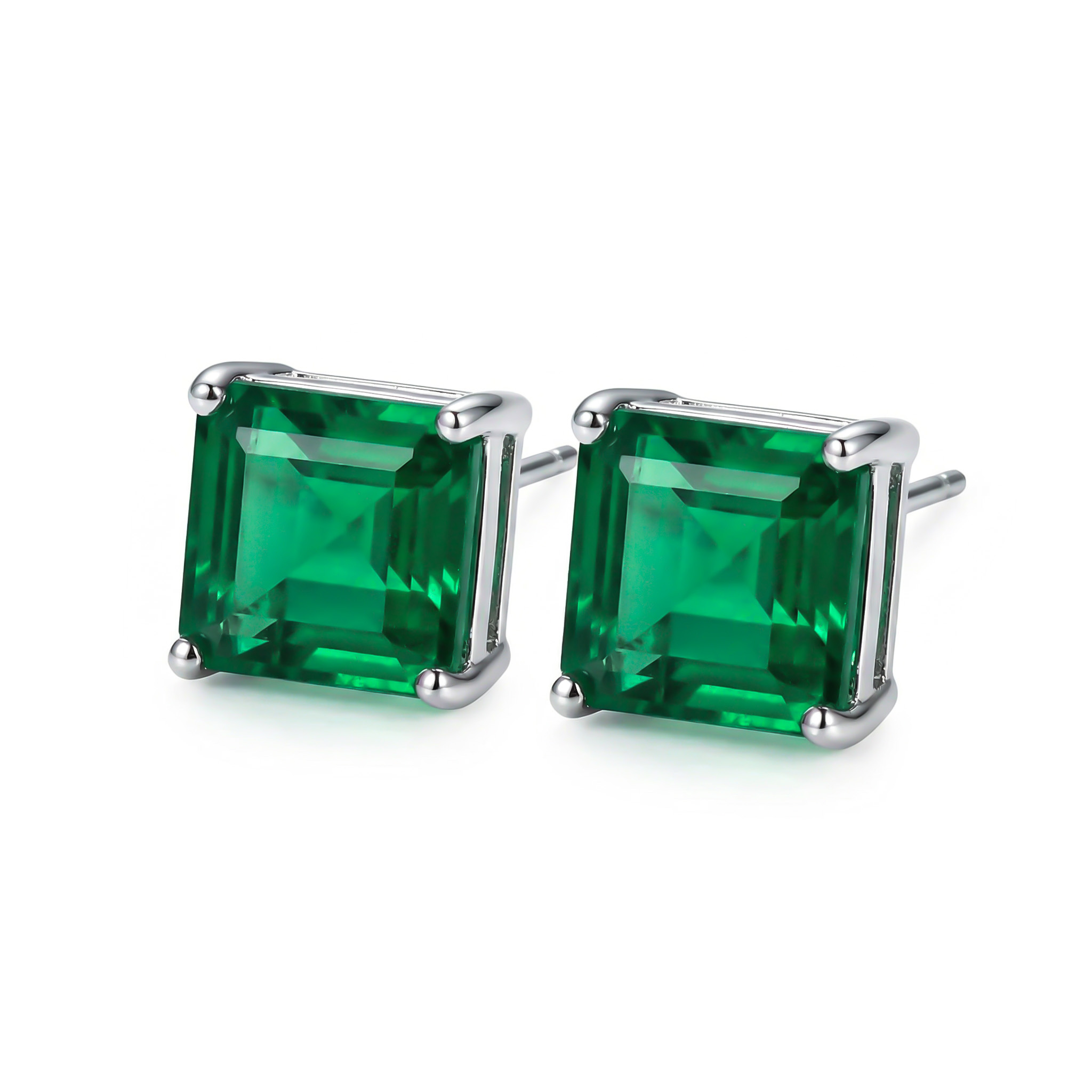 Emerald Square Stud Earrings Bold Statement Style With Street Luxury - Image 4