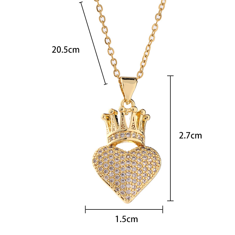 Iced Out Heart & Crown Pendant Necklace Gold With Street Luxury Shine - Image 6