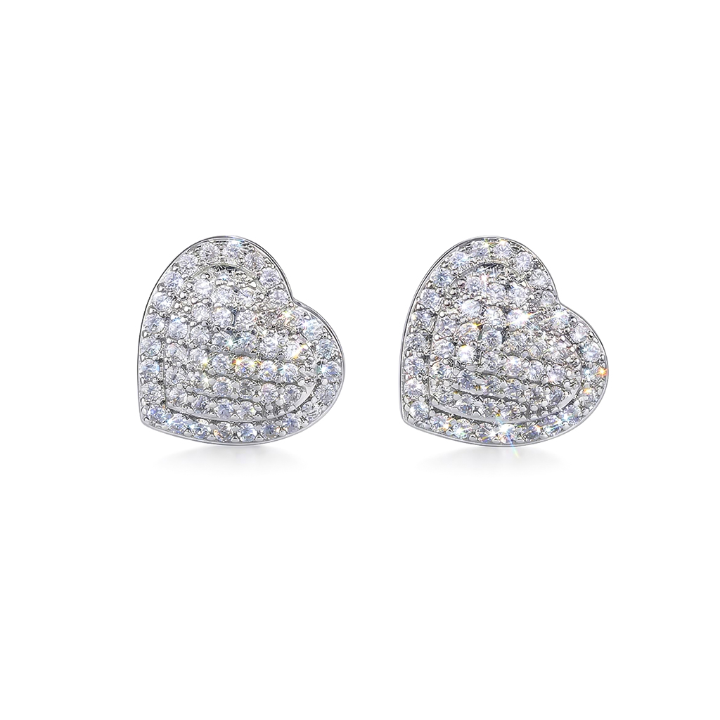 Pave Heart Stud Earrings Bold Statement Style With Street Luxury