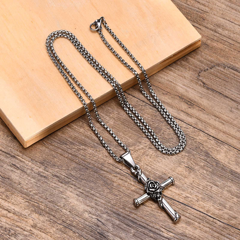Rose Cross Pendant Necklace Bold Statement Style With Street Luxury - Image 7