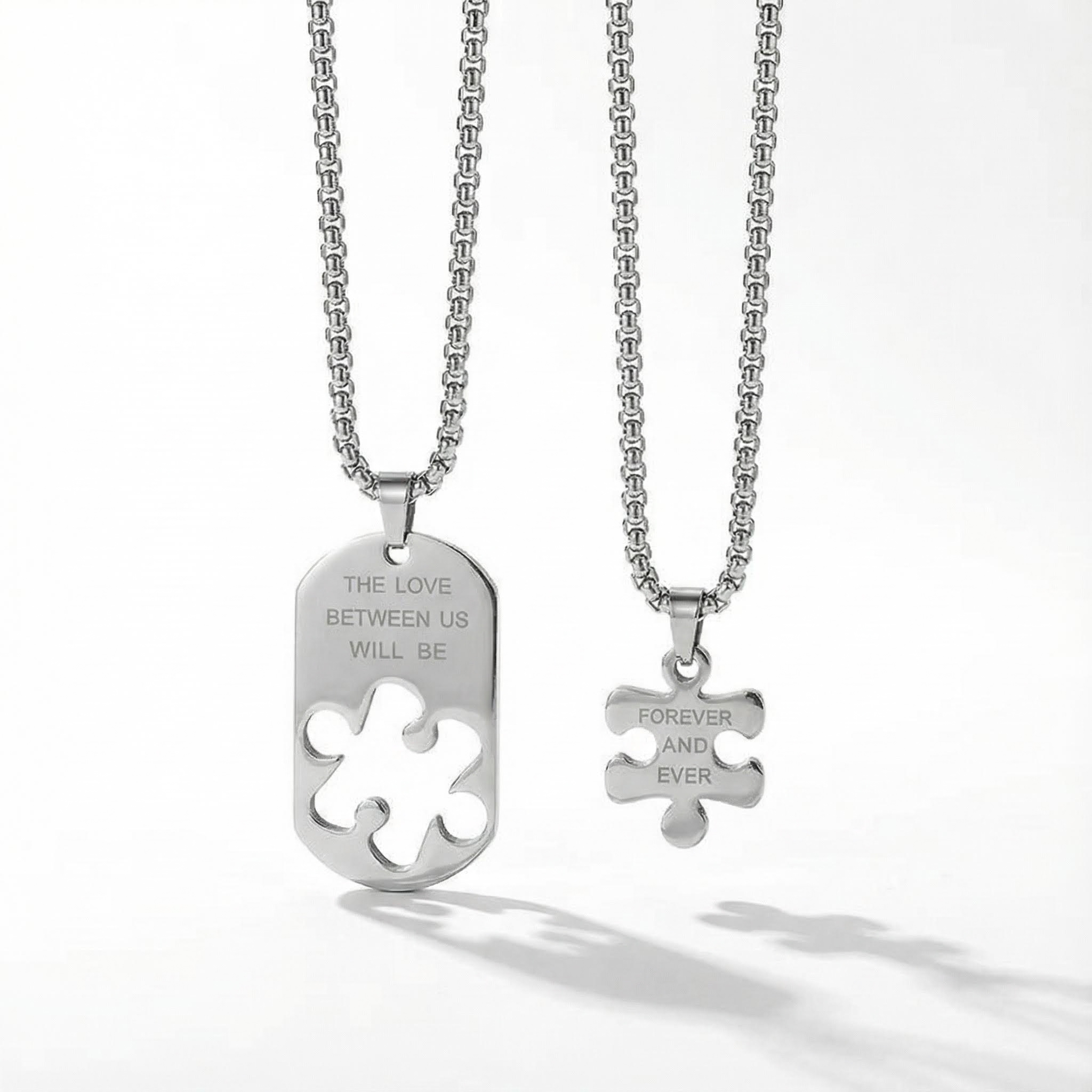 The Love Between Us Will Be Forever And Ever Couple Puzzle Pendant