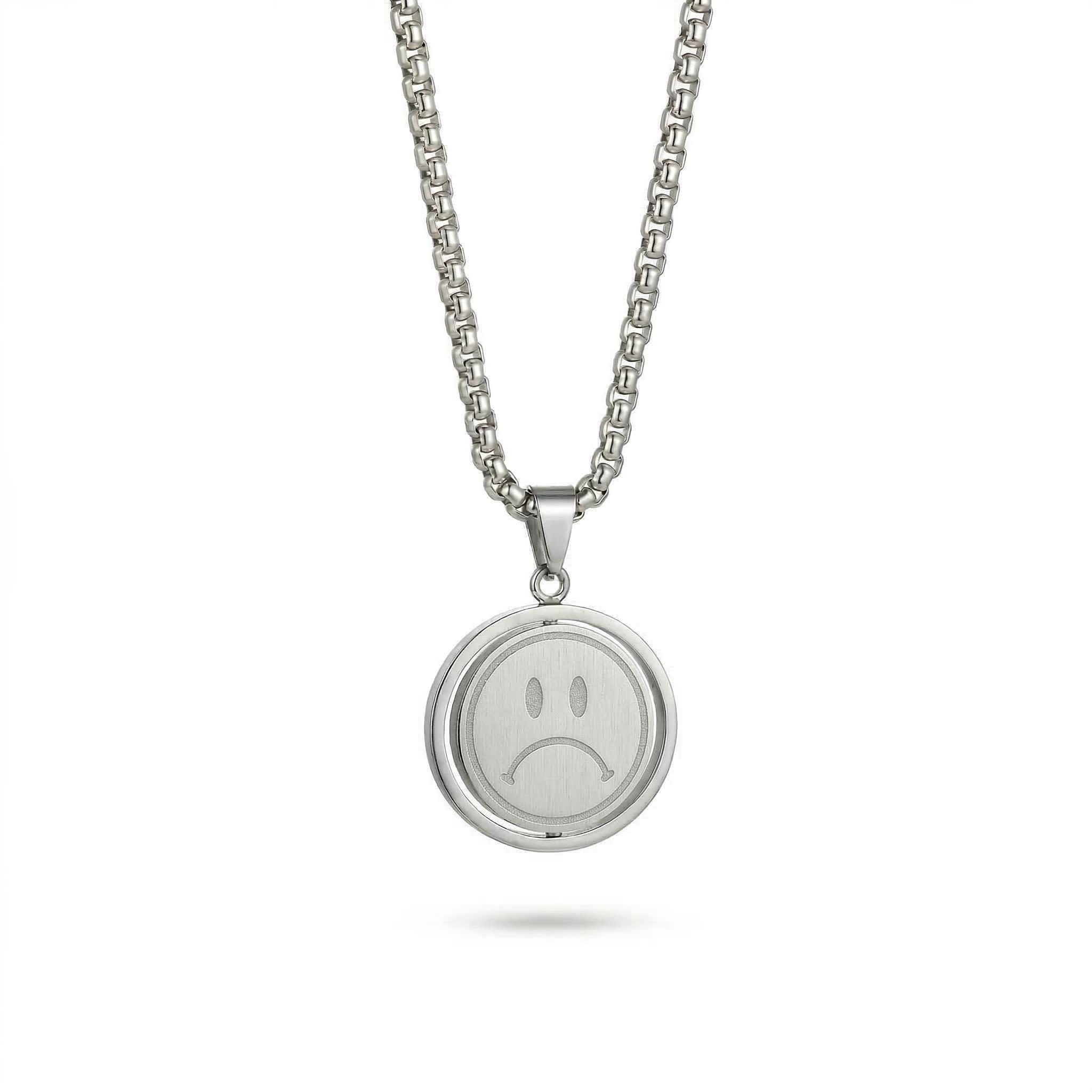 Smile Or Sad Face Flipped Necklace Pendant With Street Luxury Shine - Image 4