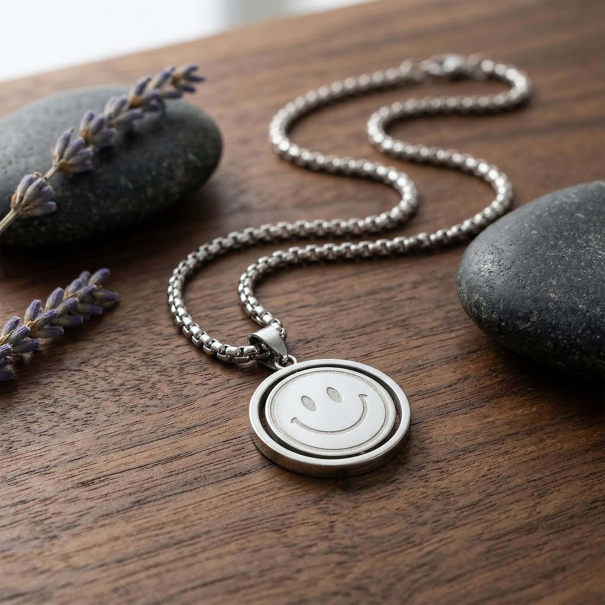 Smile Or Sad Face Flipped Necklace Pendant With Street Luxury Shine - Image 6