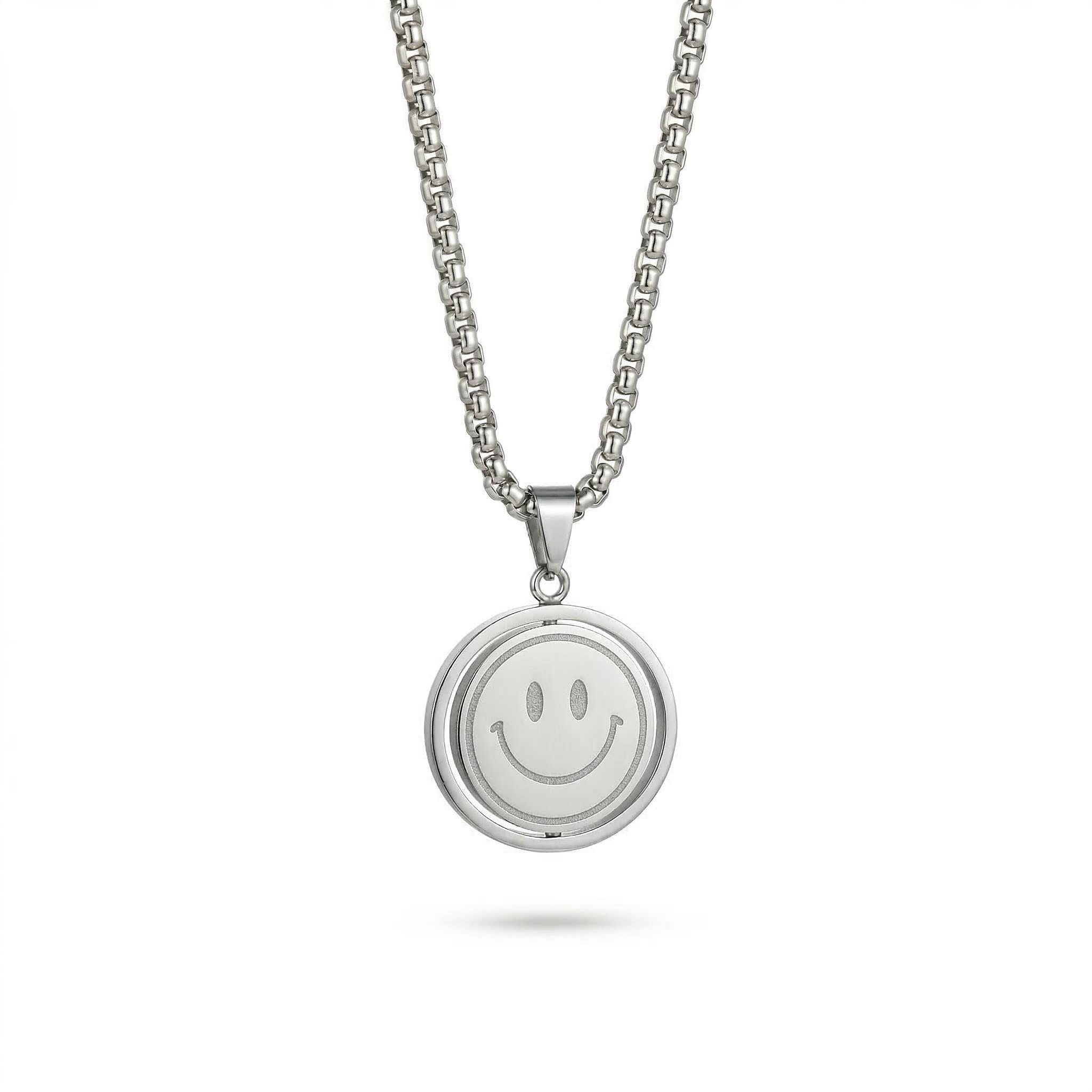 Smile Or Sad Face Flipped Necklace Pendant With Street Luxury Shine