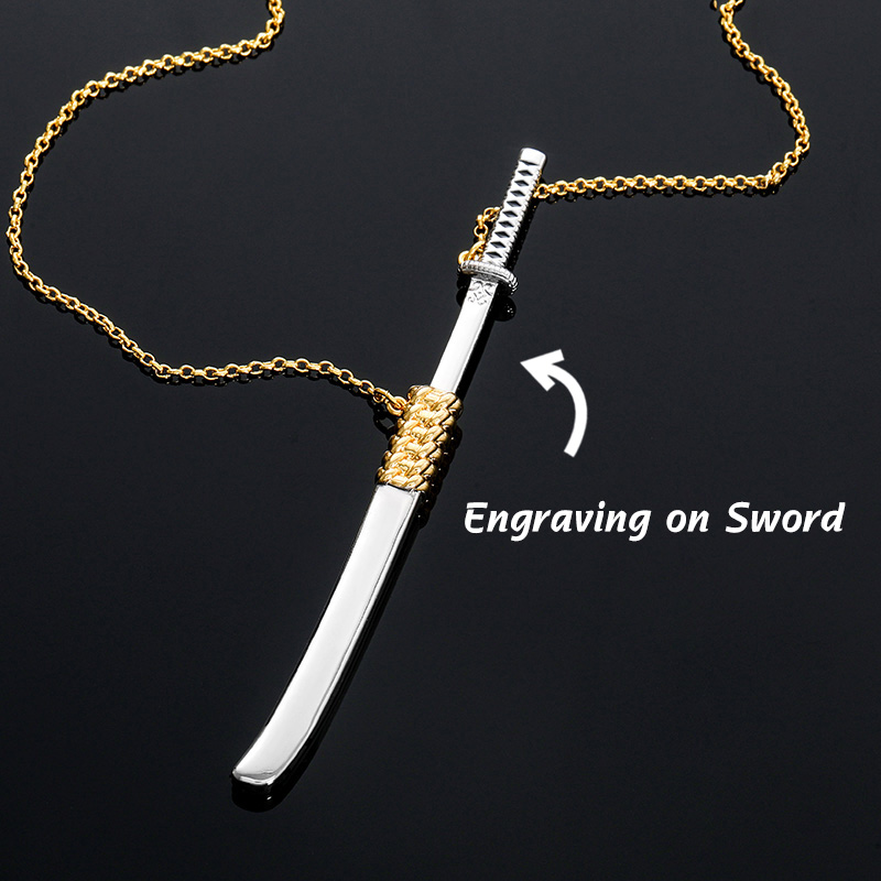 Women's Katana Unsheathed Sword Necklace Gold With Street Luxury Shine - Image 3