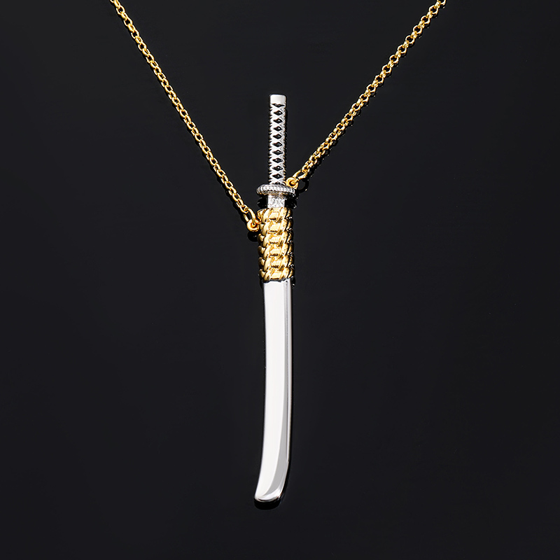 Women's Katana Unsheathed Sword Necklace Gold With Street Luxury Shine - Image 4