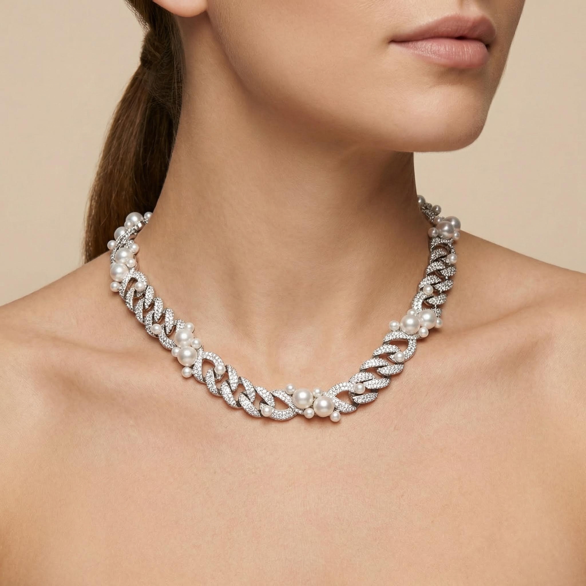 Street Luxury 13mm Iced Out Pearl Cuban Chain In White Gold-white/pink/blue - Image 4