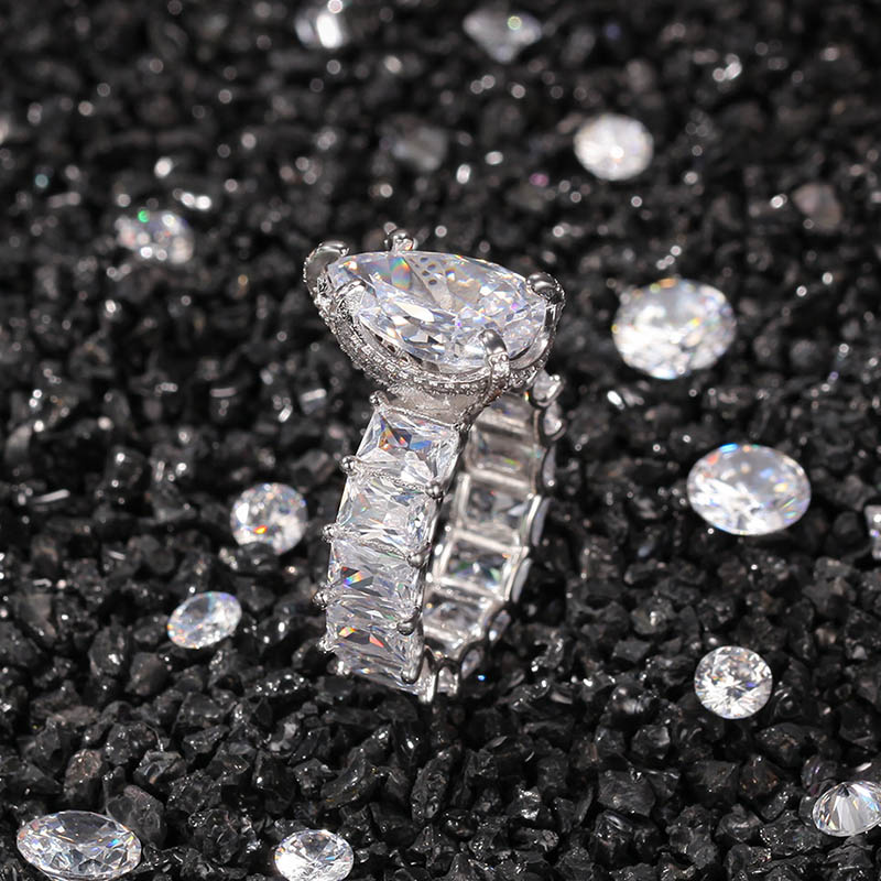 Pink Pear-cut Emerald Cut Ring In Rose Gold With Street Luxury Shine - Image 3