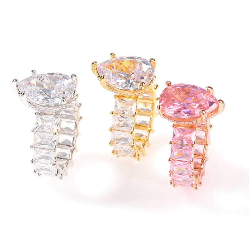 Pink Pear-cut Emerald Cut Ring In Rose Gold With Street Luxury Shine - Image 6