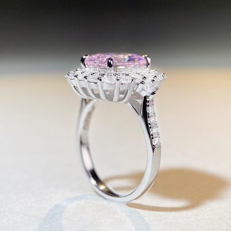 Pink Emerald Cut 3 Carat Engagement Ring Silver With Street Luxury Shine - Image 3