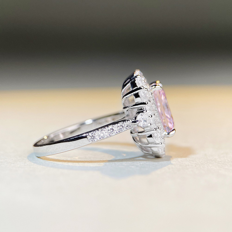 Pink Emerald Cut 3 Carat Engagement Ring Silver With Street Luxury Shine - Image 5