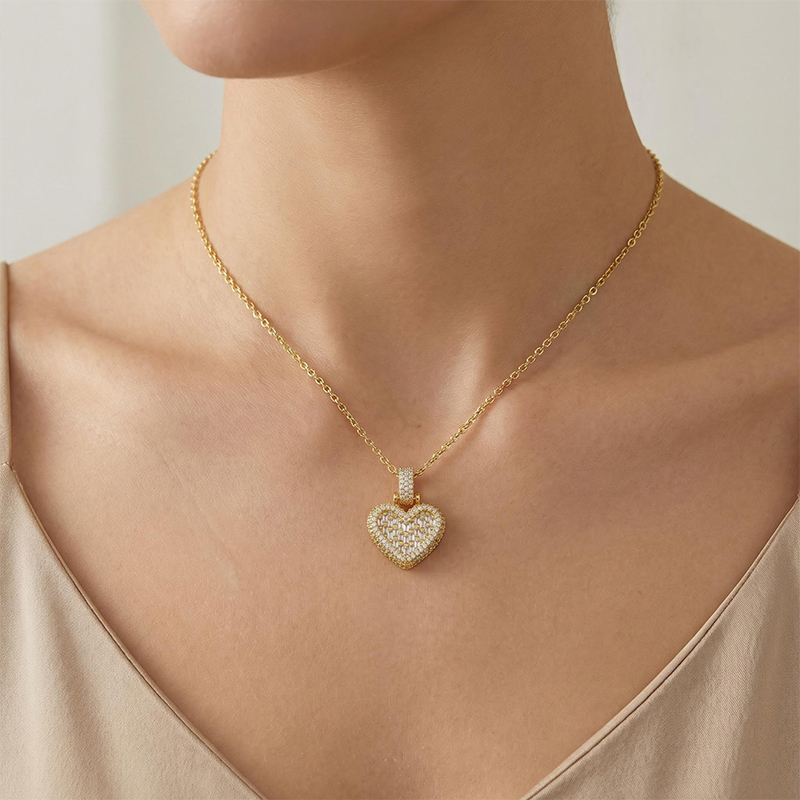Iced Out Heart Emerald Cut Pendant Gold With Street Luxury Shine - Image 4