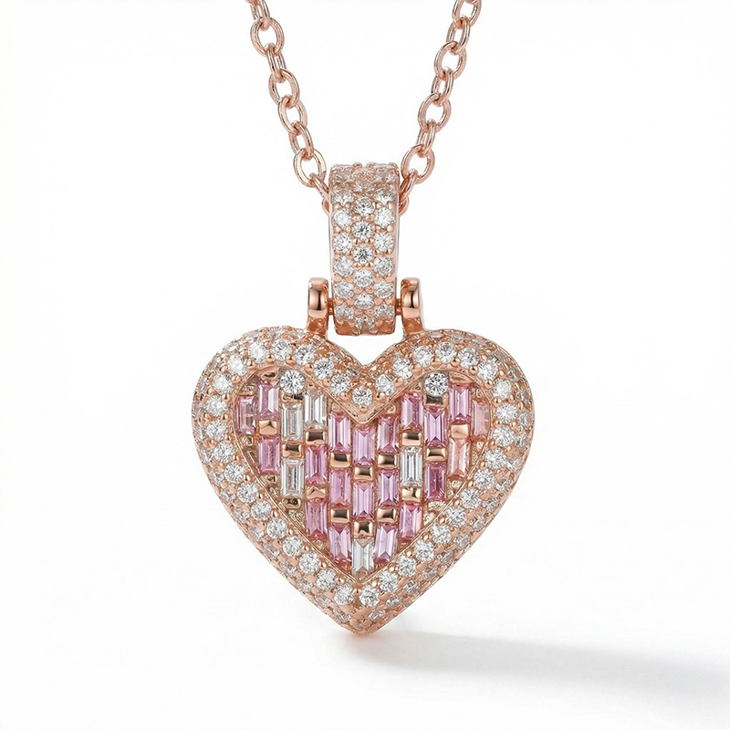 Iced Out Heart Emerald Cut Pendant Gold With Street Luxury Shine - Image 6