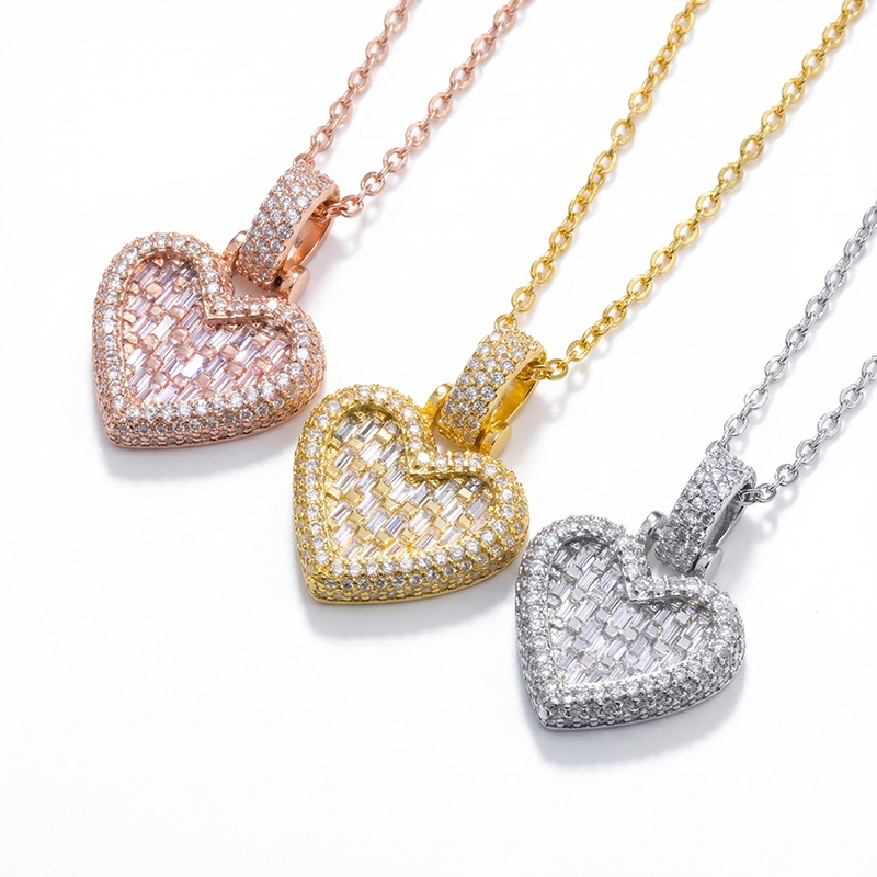 Iced Out Heart Emerald Cut Pendant Gold With Street Luxury Shine - Image 8