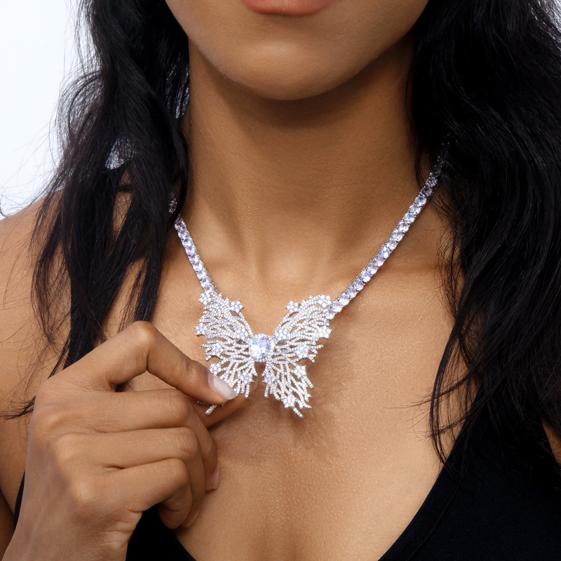 Iced Out Butterfly Pendant With 5mm Tennis Chain With Street Luxury Shine - Image 3