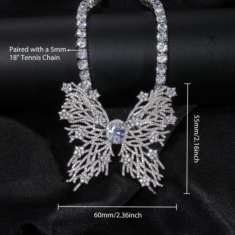 Iced Out Butterfly Pendant With 5mm Tennis Chain With Street Luxury Shine - Image 6