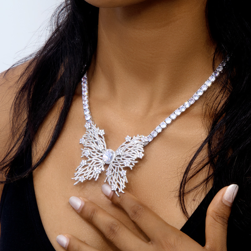 Iced Out Butterfly Pendant With 5mm Tennis Chain With Street Luxury Shine